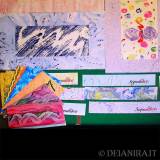 Deianira-Passepartout, segnalibri personalizzati e cartoncini augurali realizzati a mano con carte decorate (carta-colla e marmorizzate)